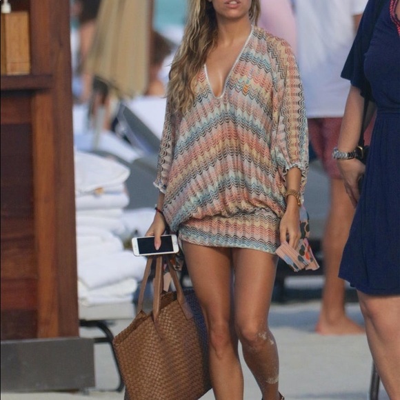 Vintage MISSONI Mare V-Neck Striped knit Kaftan Cover Up Dress Small - Picture 5 of 5